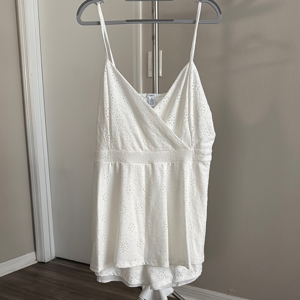Rue21 White Wrap V-Neck Romper with Spaghetti Straps